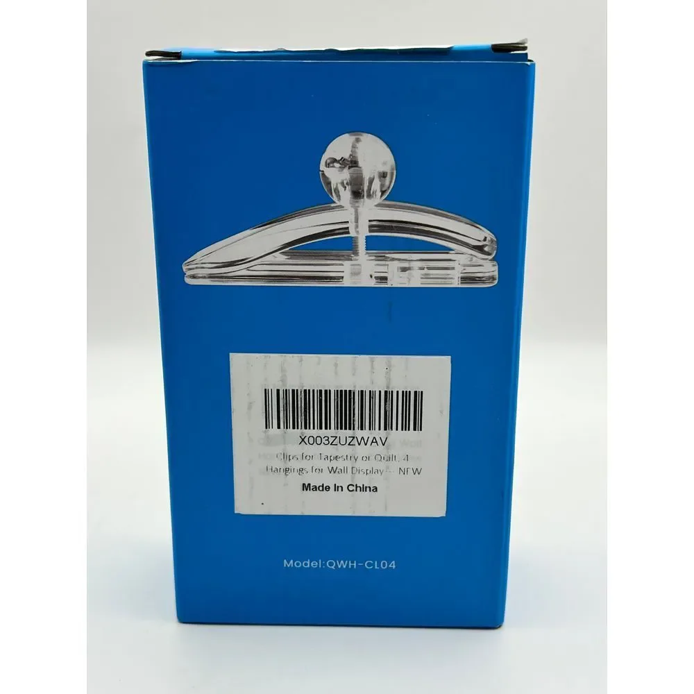 Clear Wall Clips Display Hangers Large‎ Size 3.25x1.5 Inch 4-Pack tapestry